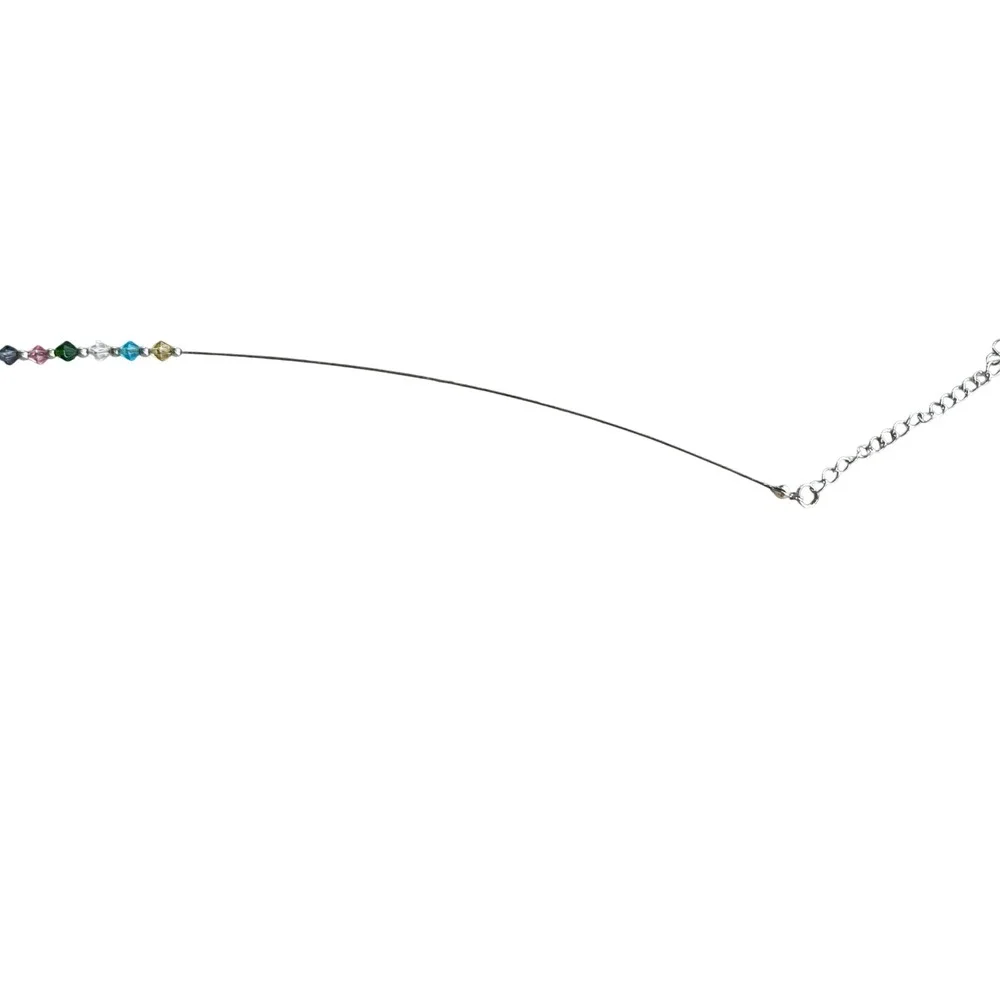 Lia Sophia Beaded Necklace Womens Multi-Color Silver Tone Wire Y2K Boxed Boho